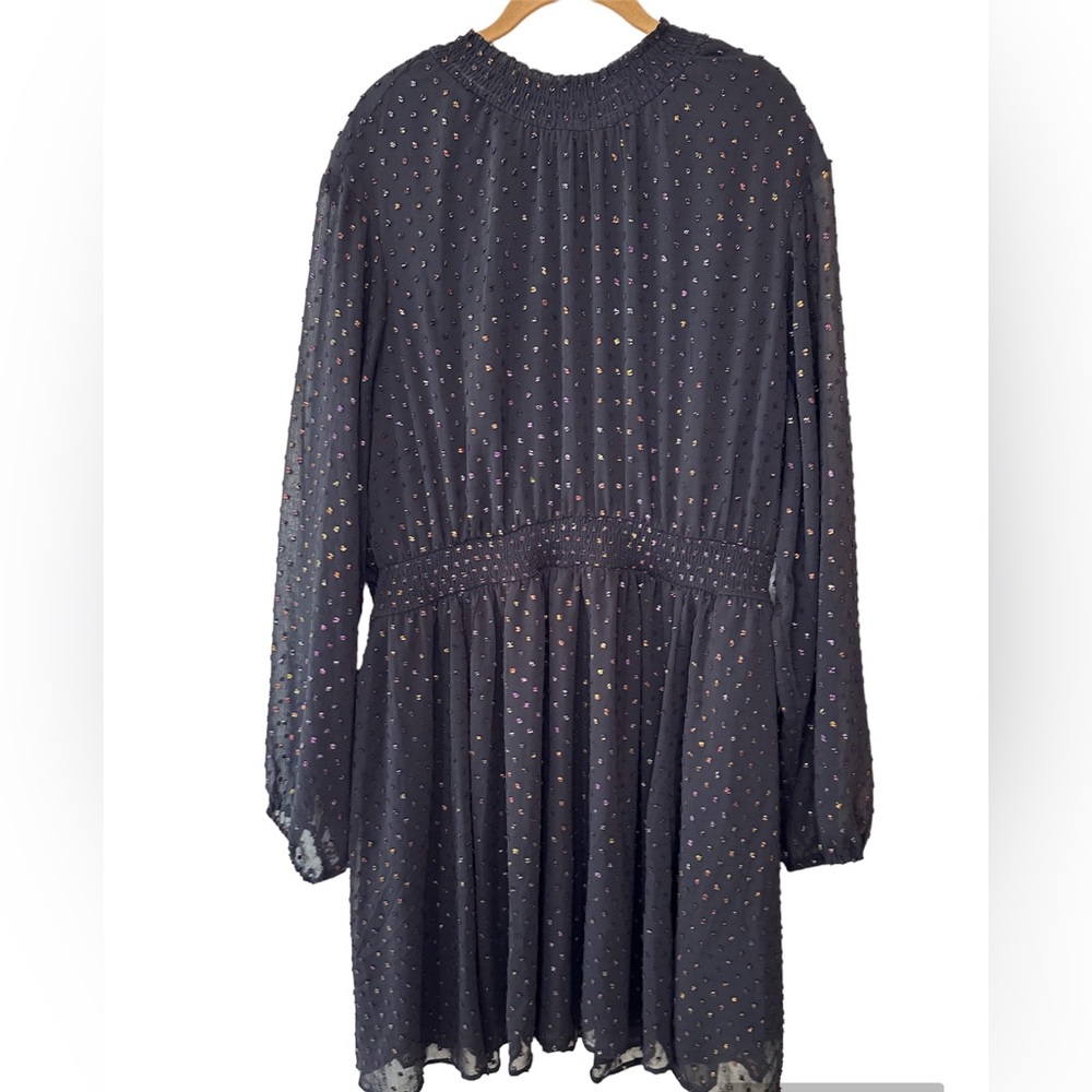 Torrid Mini Clip Dot Blouson Sleeve Dress deep black 3X